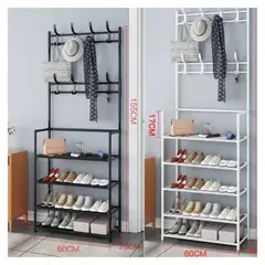 GENERICO - Estante de Zapatos 5 Niveles Zapatera de Metal + Perchero Organizador