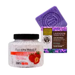 WOKALI - Exfoliante Corporal de Fresa + Jabón Natural Extracto de Lavanda