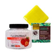 WOKALI - Exfoliante Corporal de Fresa + Jabón Natural Extracto de Jazmines