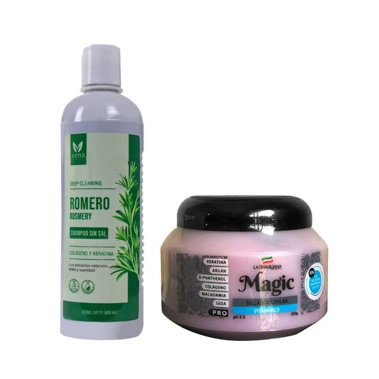 Shampoo de Romero sin Sal + Sellador Capilar Magic Pro 250gr