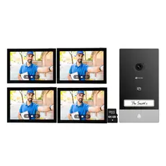EZVIZ - Kit Videoportero Inteligente HP7 2K Exterior Eviz + 3 MONITORES 64GB
