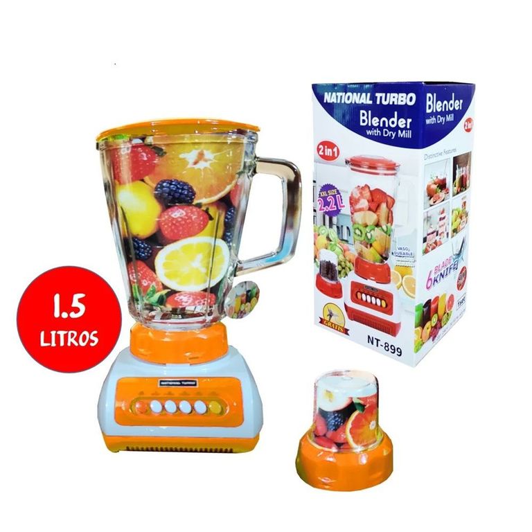 Licuadora Turbo con Doble Vaso de Vidrio Templado 900W