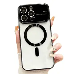 GENERICO - Funda para iPhone 15 Pro Max MagSafe Metalizado Negro Lens Protector