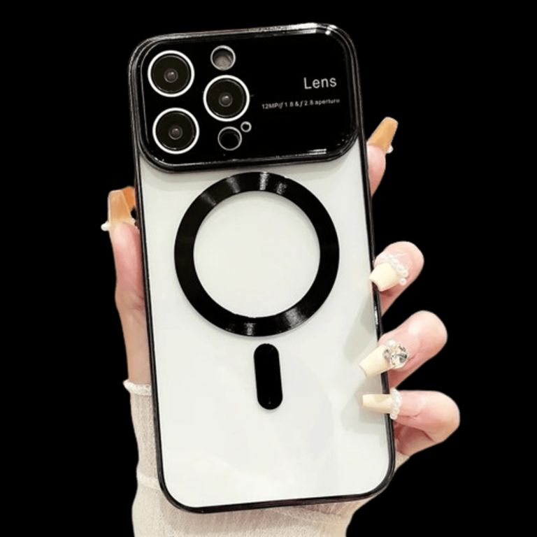 Funda para iPhone 15 Pro MagSafe Metalizado Negro Lens Protector