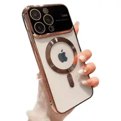 Funda para iPhone 15 Plus MagSafe Metalizado Rosa Lens Protector