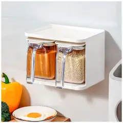 KELLER - Condimentero Colgante Moderno con Cucharas y Adhesivo Beige F48
