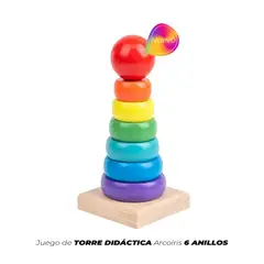 GENERICO - Juego de Torre Didáctico Arcoíris de 6 Anillos