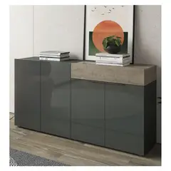 TU MESITA - Aparador para Salón Priux 4 puertas 1 cajón color NegroCeniza