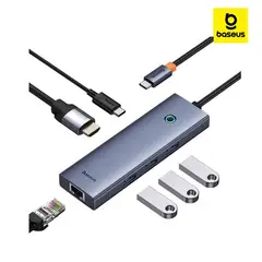 BASEUS - Adaptador USB-C HUB 6en1 HDMI 4K RJ45 3XUSB 3.0 PD MacBook iPad
