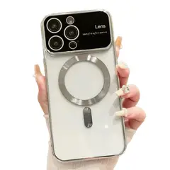 GENERICO - Funda for iPhone 11 Pro Max MagSafe Metalizado Plateado Lens Protector