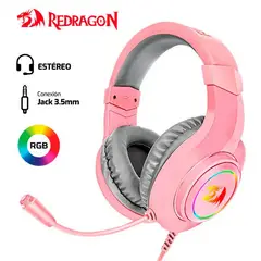 REDRAGON - AUDIFONO HYLAS H260 35MM ESTEREO RGB ROSADO