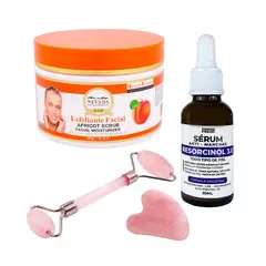 NEVADA NATURAL PRODUCTS - Exfoliante Facial Albaricoque + Serum Anti Manchas + Rodillo