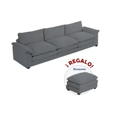 GENERICO - Sofa 3 Cuerpos + Banqueta Halim Gris