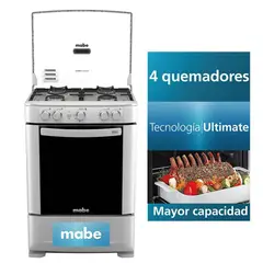 MABE - Cocina a Gas de 4 Hornillas CMP6035FX0 - Croma
