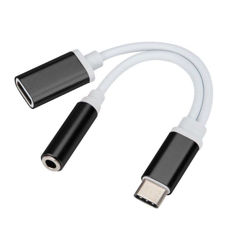 CABLE ADAPTADOR USB-C A PLUG JACK 35MM DE AUDIO - NEGRO
