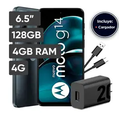 MOTOROLA - CELULAR G14 FULL HD+ 128GB ROM 4GB RAM METALIC GRAY.