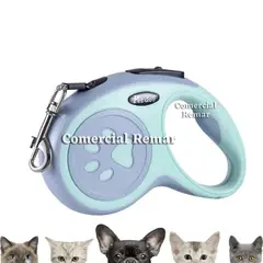 GENERICO - Correa Retráctil de 5 metros de Poliéster para Perro Celeste