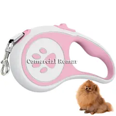 GENERICO - Correa Retráctil de 5 metros de Poliéster para Perro Rosado