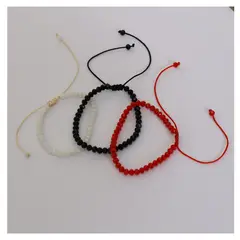 GENERICO - Pack x3 Pulseras de hilo con piedra Murano artesanal