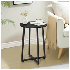 GENERICO - Mesa auxiliar industrial redonda color negro