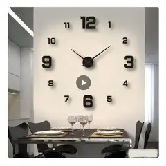 GENERICO - Reloj pared 3D sin marco pegatina de espejo decoración para el hogar