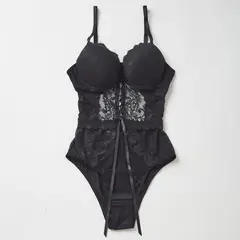 BOMBON ROJO - Body con copa push-up con encaje y microfibra
