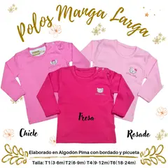 GENERICO - Polos manga larga de bebe y niñas en algodon pima Trick Pack