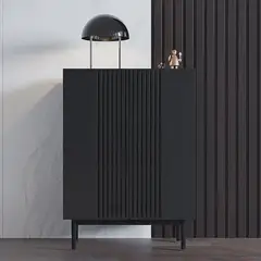 TU MESITA - Aparador Vertical Koki color Negro 2 puertas