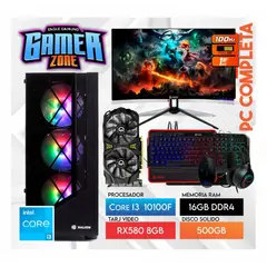 INTEL - PC GAMER CORE I3 10MA GENERACION VIDEO RX 580 8GB, 16GB, 500GB, MONITOR 24,KIT