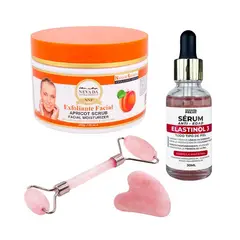 NEVADA NATURAL PRODUCTS - Exfoliante Facial Albaricoque + Serum Anti Edad + Rodillo