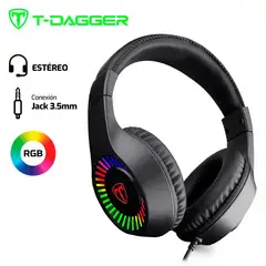 T-DAGGER - Audifono CASPIAN T-RGH211 35MM ESTEREO RGB NEGRO