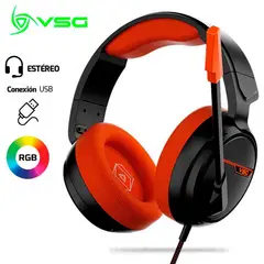 VSG - AUDIFONO PENTAGON USB ESTEREO RGB NARANJA