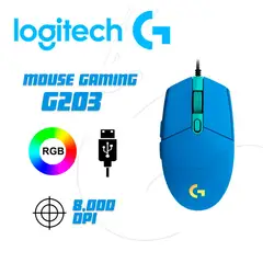 LOGITECH - Mouse G203 6 Botones RGB DPI 8000 BLUE