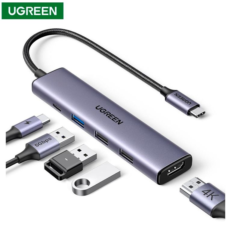 Adaptador hub Usb C 5en1 Multipuertos 4k Hdmi p MacBook ProAir