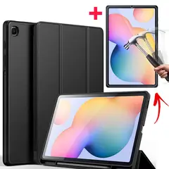 GENERICO - Funda Smart Case + Mica de vidrio para Samsung Tab S6 Lite 10.4 -NEGRO