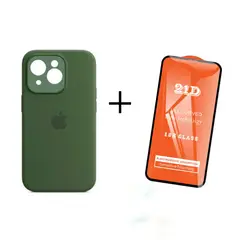 CASE - Silicona Para Iphone XR Con PCamara Verde + Mica de Vidrio