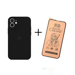 CASE - Silicona Para Iphone 11 Con PCamara + Mica Ceramica Matte - Negro