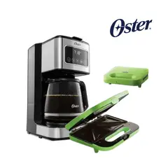 OSTER - COMBO Cafetera de 12 tazas pantalla táctil + Sandwichera 2885K