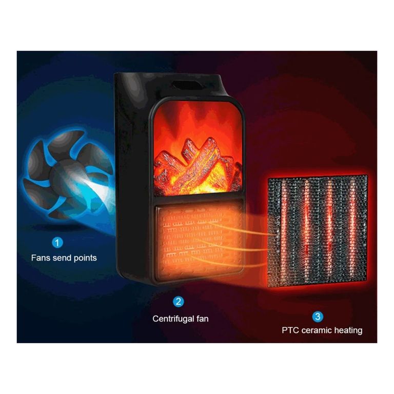 Calefactor Portatil con Control Flame Heater 1000W