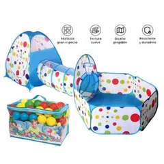 GENERICO - Piscina de pelotas túnel niños portátil 3 en 1+100 Pelotas