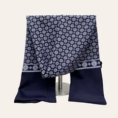 KAST PE - Bufanda hombre Suave Cesar Azul Doble Capa diseño geometrico