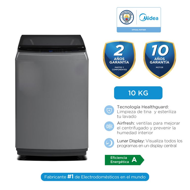 Lavadora 10kg MA200W100G-PE Carga Superior Silver