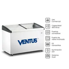VENTUS - Congeladora Tapa Vidrio Curvo CTV-400I - Blanco