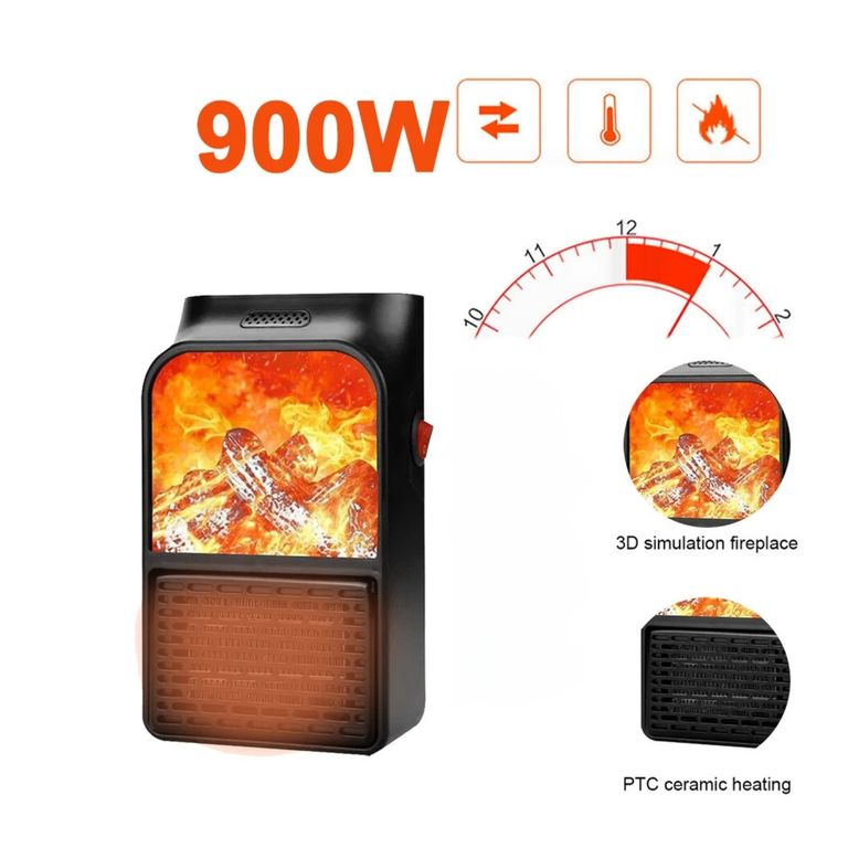 Calefactor 3D Eléctrico Flame Heater de 1000 Watts