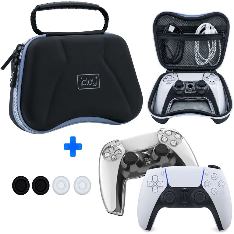 Kit 6 en 1 para Mando PS5 Case Rígido con Estuche y 4 Grips ipl