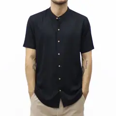 AMERICAN EXCHANGE - Camisa Cuello Neru Negro De Hombre Slim Fit -