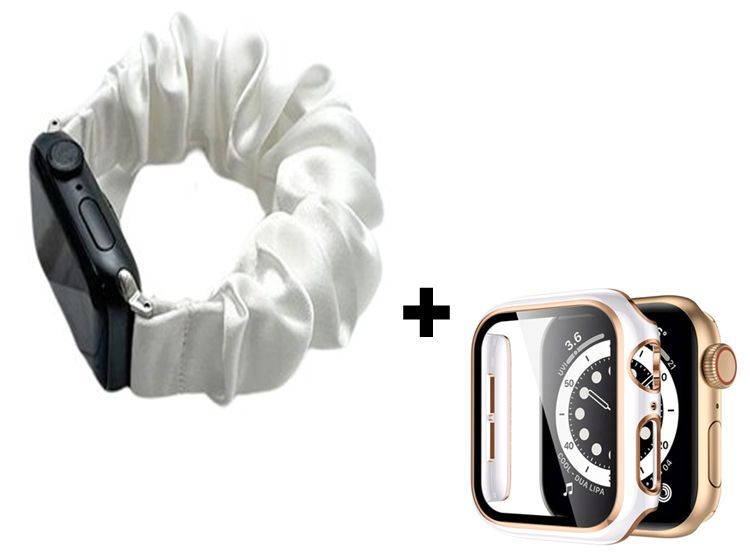 Correa Elástica Lisa + Case Bumper para Apple Watch 45mm - Blanco