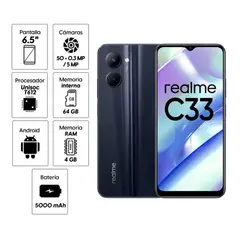 REALME - CELULAR C33 128GB ROM 4GB RAM NEGRO