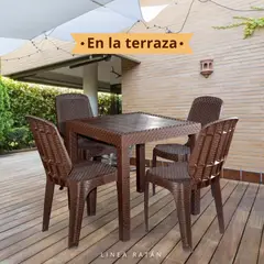 QPLAST - SET TERRAZA MESA RATAN + 4 SILLAS RATAN ELEGANTE
