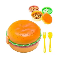 GENERICO - Táper Lonchera Modelo Hamburguesa 2 Divisiones Con Cubierto